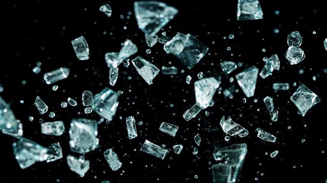 Close-up of glass breaking and splashing