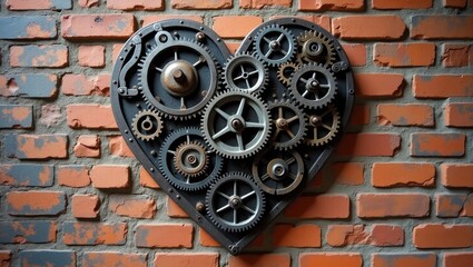 Industrial heart-shaped gear wall art
