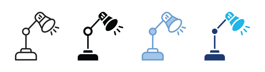 Desk lamp icon set multiple style collection