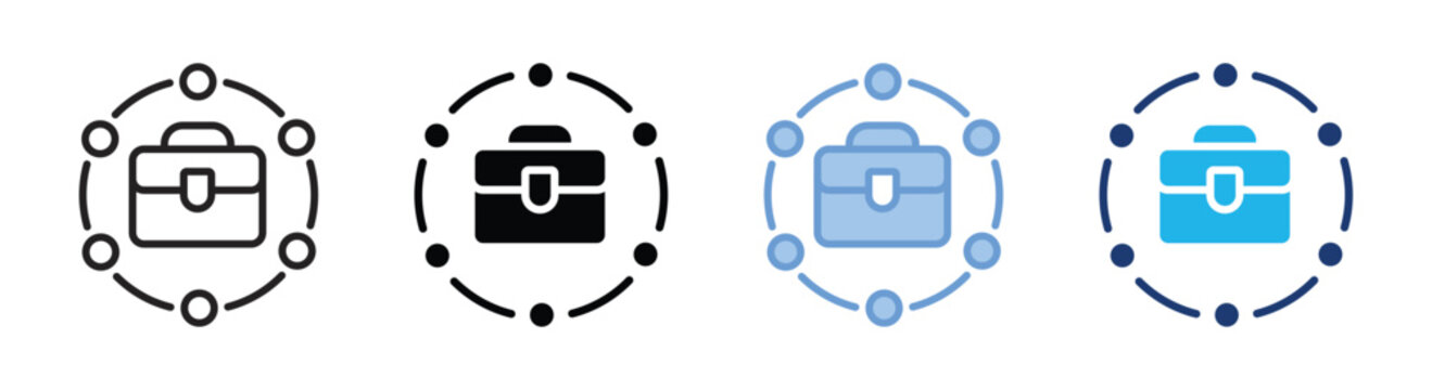 Briefcase icon set multiple style collection