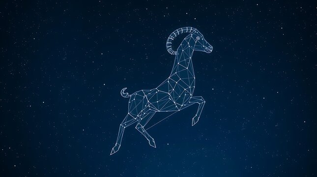 Aries Constellation Illustration in Night Sky with Stars