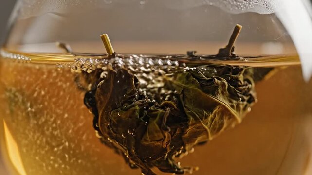 Tea Bag Steeping in Hot Water.