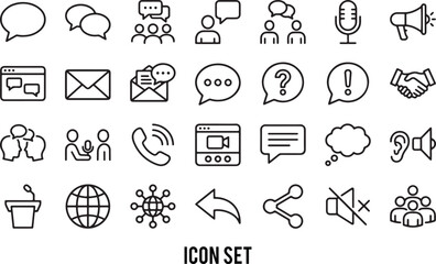 Communication and Social Media Line Icons Set