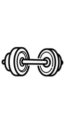 Stylized dumbbell representation for fitness concept, illustration of sporting item, outline of