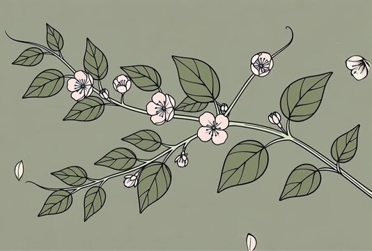 Animated floral branch pattern with falling petals over subtle green backdrop transitioning to black