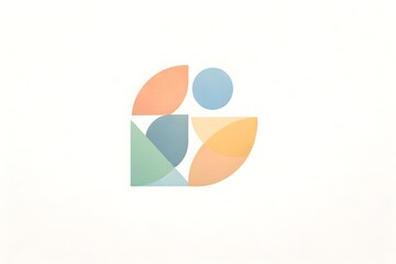 Simple abstract logo with babnced geometry, soft color contrest 