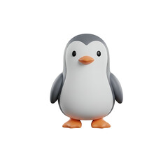 Obraz premium Cute Cartoon Penguin on White Background.