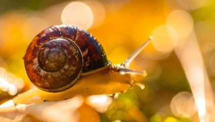 Snail in sunlit meadow