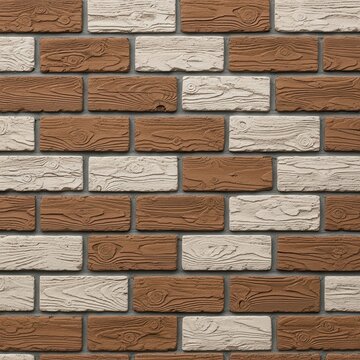 Textured brick wall showcasing alternating shades of brown and beige arrangement surface design