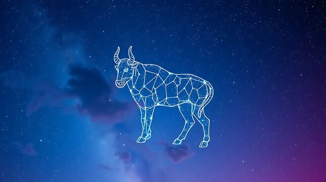 Taurus Constellation Illustration in Night Sky with Stars - Powered by Adobe