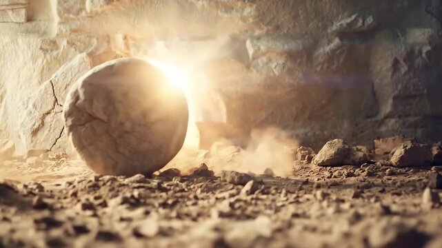 Empty Tomb of Resurrection and Manger of Birth Symbolizing Life of Jesus