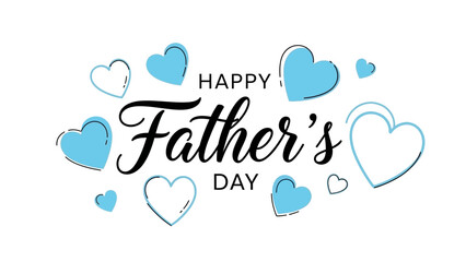 Happy Father's Day greeting with blue and white hearts scattered around the text.