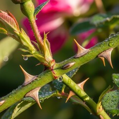 Thorns glistening after rain: A study of resilience in floral greenery and vivid hues