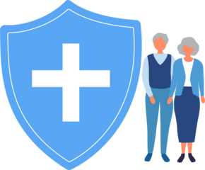 Senior couple with medical insurance shield guard for health protection. Medical and healthcare insurace for elderly concept

Keywords language: English

