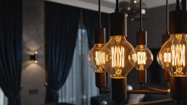Color Changing Light Bulbs Hanging Indoors.