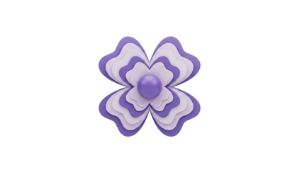 Abstract Layered Purple Flower with Ball Center on White Background