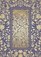 parrot, feathers , traditional wedding card design, royal India	