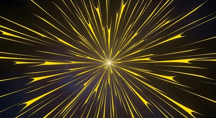 Abstract yellow light trails exploding from center on black background dynamic motion speed energy power futuristic glowing lines radial blast cosmic starburst