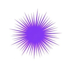 Obraz premium A dynamic abstract illustration featuring a vibrant purple starburst with sharp, radiating spikes set against a minimalist white background 