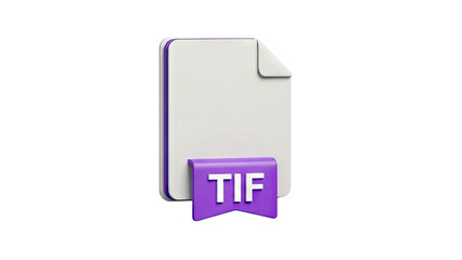 3D TIF File Icon on White Background