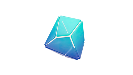 Abstract Geometric Shape in Blue and Teal on White Background