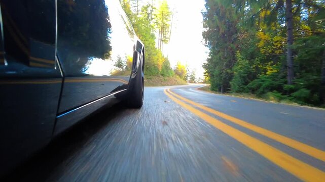 Low Side Angle Driving Footage Around Hayden Lake