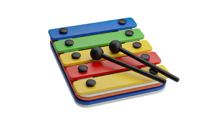 Colorful Children's Xylophone with Mallets, Isolated