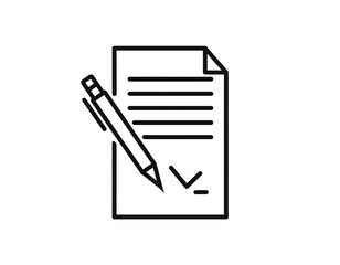 Black and white line drawing of a document with several lines of text. A pen is placed over the page