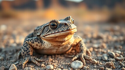 Obraz premium Sonoran Desert Toad in its natural habitat, a detailed close-up of the amphibian.