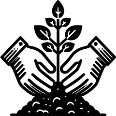 Obraz premium Nurturing Growth: A Symbolic Representation of Hands Protecting and Nurturing a Young Plant, Emphasizing Concepts of Environmentalism and Conservation.