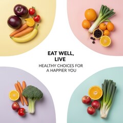 Vibrant assortment of colorful produce promoting well being and conscious nourishment choices for