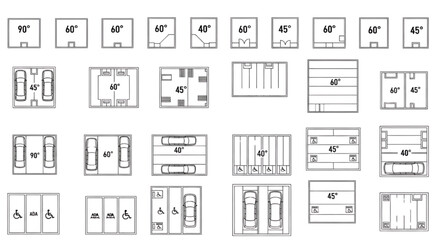 Variety of Vehicle Parking Layouts for Efficient Space Management and Architectural Planning