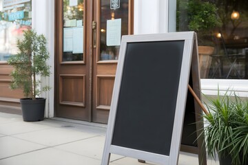 A blank black board in house garden for home teaching, board for home tuition 
