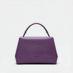 Purple Leather Handbag with Top Handle
