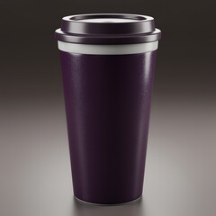 Purple Travel Mug with Lid on Dark Background