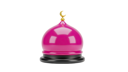 3D Pink Mosque Dome with Gold Crescent Moon Icon
