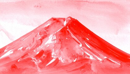 赤富士の水彩テクスチャのイラスト