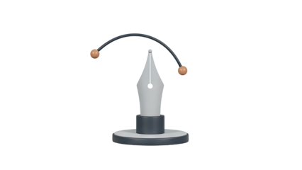 3D Pen Tool Icon with Curve and Nodes - Vector Graphics Concept