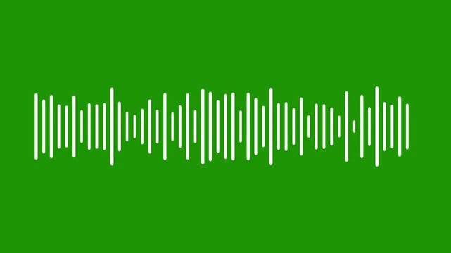 Sound wave audio spectrum green screen, waveform beats animation, audio wave visualization isolated, transparent background, seamless loop, digital interface element