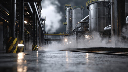 Ultra Realistic Concept of a Clean Energy Smelting Plant with Industrial Equipment and Dramatic Atmosphere