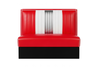 Vibrant red and white booth seating for modern diners and restaurants