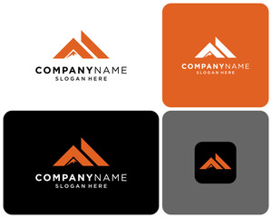 Abstract Letter F Geometric Mountain Hill Peak Summit Simple Modern Vector Logo Design Illustration