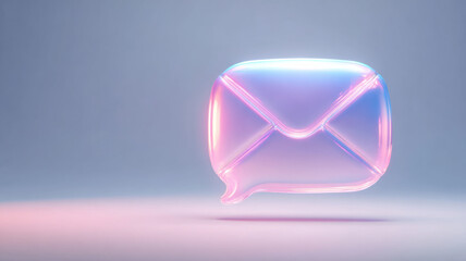 Modern email icon with a soft glowing effect, perfect for digital designs. The design features a smooth, glossy surface and a clean, minimalist aesthetic.