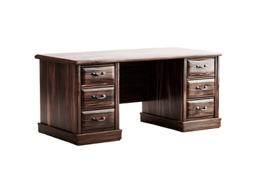Elegant wooden desk design modern office furniture minimalist environment eye-level view efficiency concept