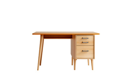 Elegant wooden desk design modern office furniture photo minimalist style straight angle professional environment