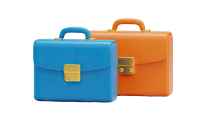 Colorful 3D Briefcases with Gold Clasps - Business & Travel