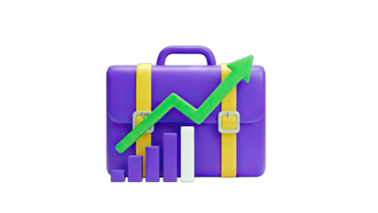 Business Briefcase with Growth Arrow and Chart - Financial Success