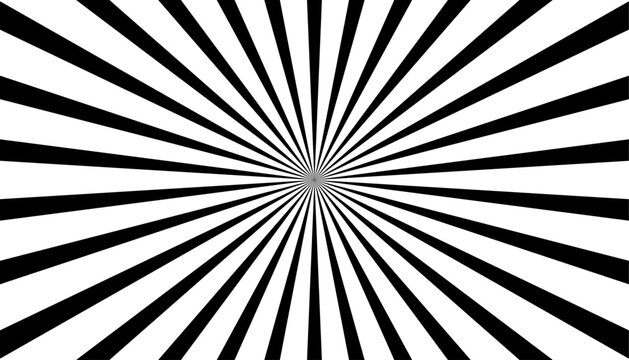 Black and White Radial Sunburst Op Art Background