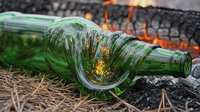INSANE How Fast This Glass Bottle MELTS in the Bonfire