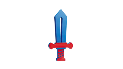 3D Render of a Blue and Red Toy Sword on White Background